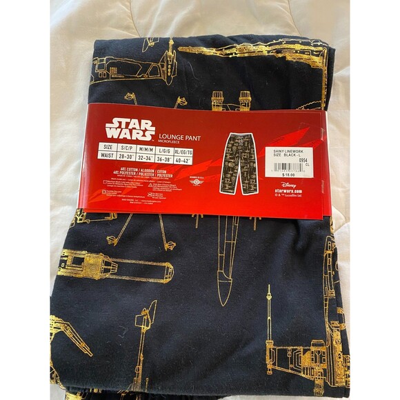 Star Wars Lounge Pant Men's Black Sz L Microfleece Cotton Blend - Picture 2 of 4